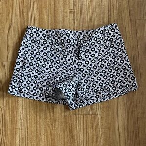 LOFT High Waist Black and Pink Geometric Shorts